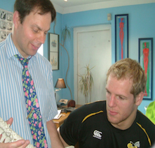 Adrian with James Haskell – England & London Wasps rugby player